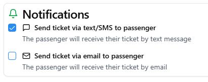 RutaLink operator interface showing SMS consent checkbox